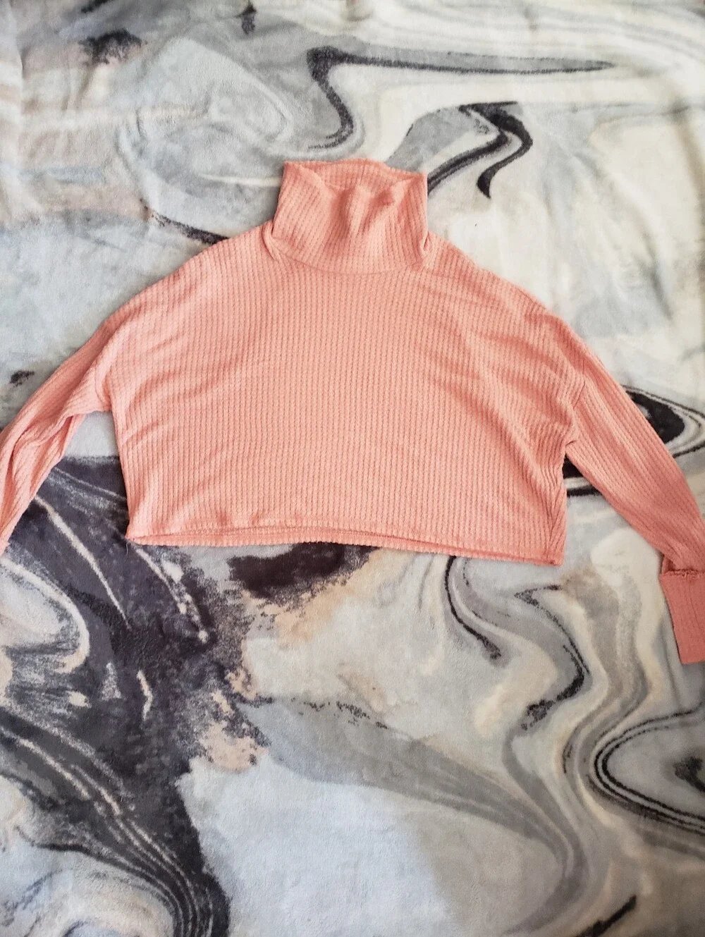 Wild fable Ribbed Mock Neck Crop Top Knit Orange L - Picture 3 of 8